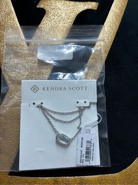 Kendra Scott Silver Necklace with Light Aqua Stone